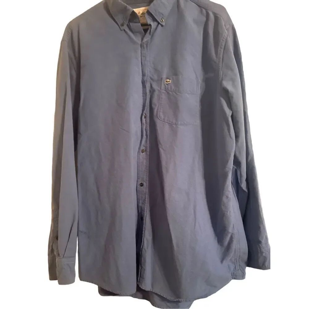 Lacoste Men's Blue Collared Classic Fit Long Sleeve Buttons Down Shirt Size 44
